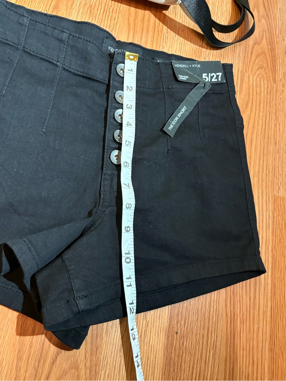 Kendall & Kylie Black High-Rise Button Shorts AND backpack - Picture 11 of 13